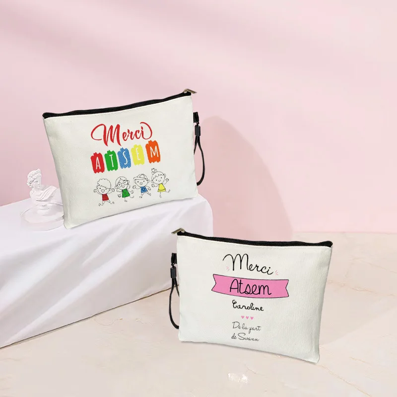 

Atsem Gift Thank You Mistress Teacher Kawaii Makeup Cosmetic Bag Toiletry Kit Travel Bag Pouchs for Women Cute Pouch Pencil Case