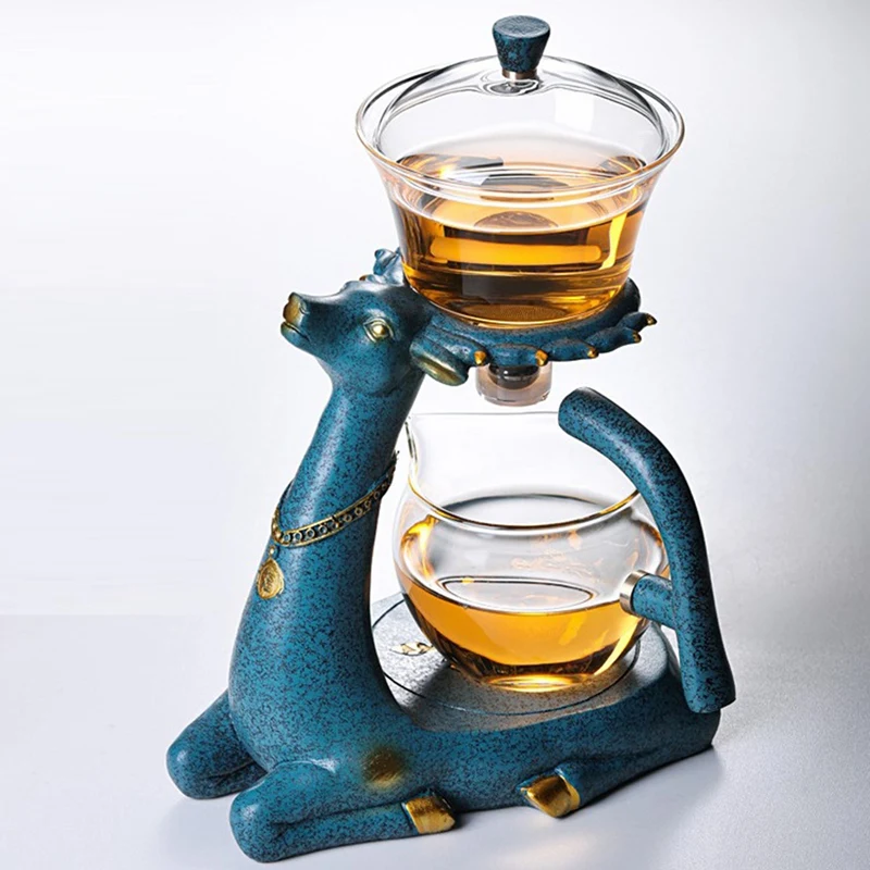 

Full Automatic Creative Deer Glass Teapot Heat-resistant Infuser Tea Turkish Drip Pot 220V Heating Base For Tea Coffee Make