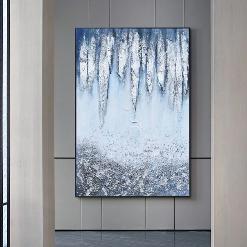 

Настенная картина, Настенная картина, рисованная вручную, акриловая текстура, картина маслом на холсте, серая абстрактная Настенная картин...