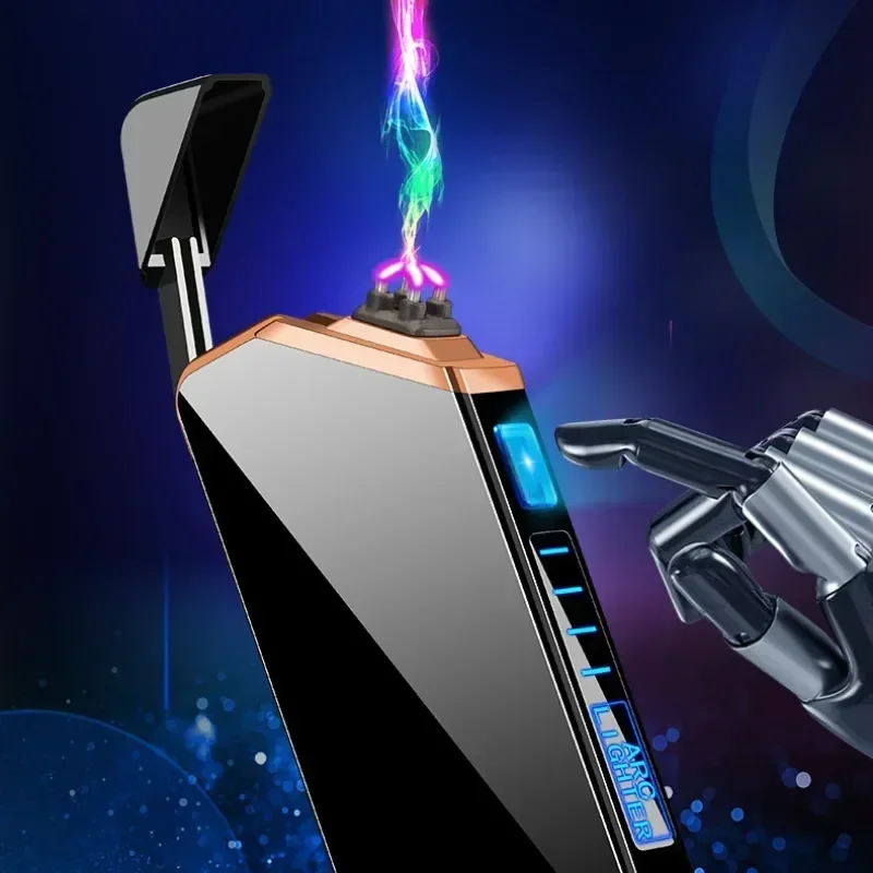 

Charging USB Plasma Cigarette Windproof Lighter Free Shipping Cost Cool Laser Induction Double Arc Men's Gift Lighter