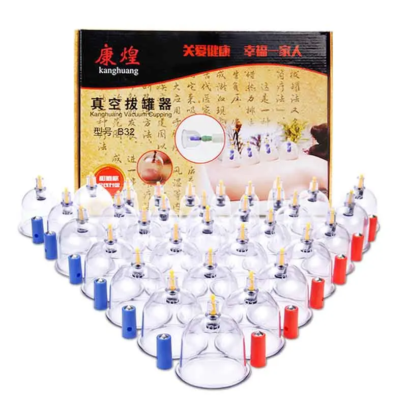 

32/24/12/6/1 Cups Chinese Vacuum Cupping Kit Pull Out Vacuum Apparatus Therapy Relax Massagers Curve Suction Pumps
