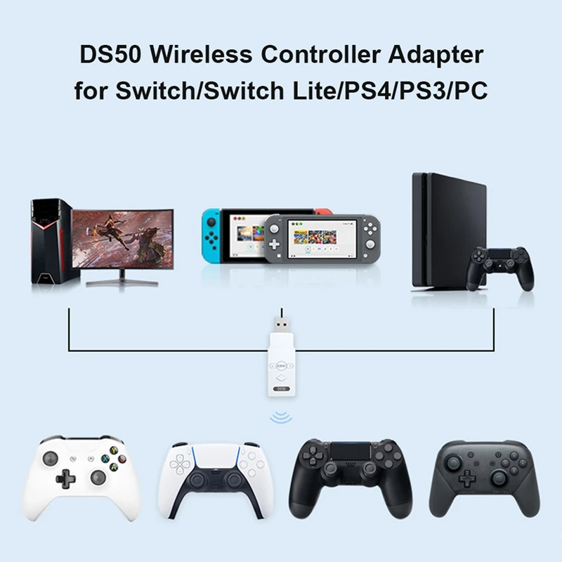 DS50 конвертер геймпада приемник для PS5 PS4 PS3 NS Pro Bluetooth-совместимый контроллер