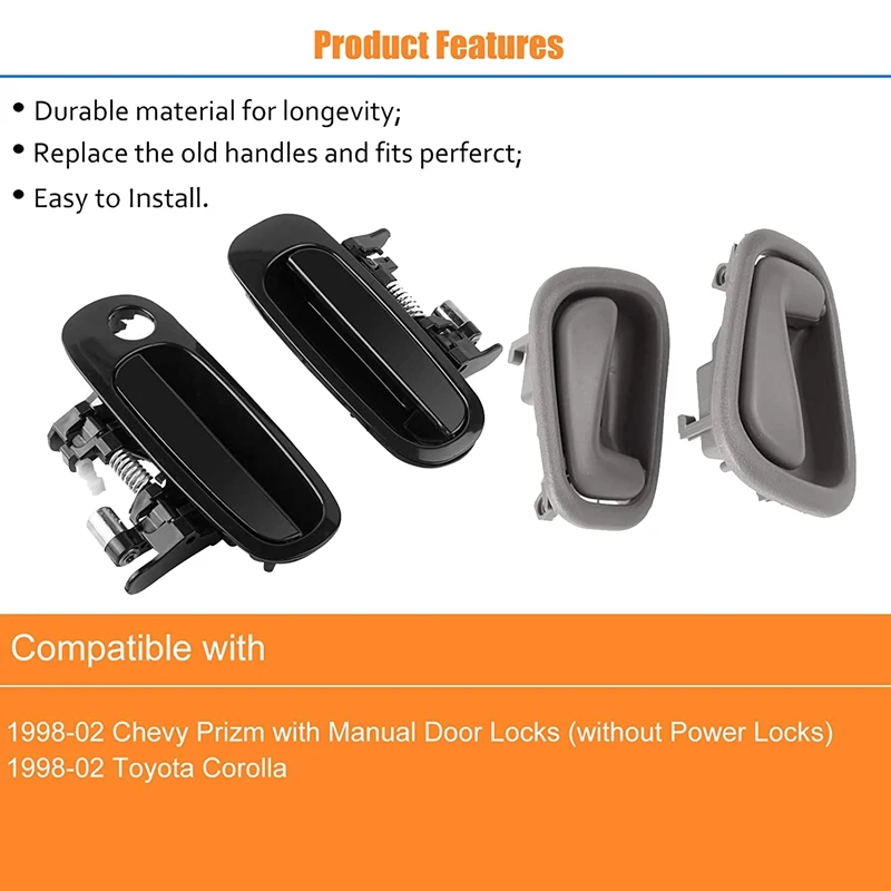 69206-02050 69205-02050 8 шт. замена внутренней и внешней дверной ручки для Toyota Corolla Prizm 1998 - 2002