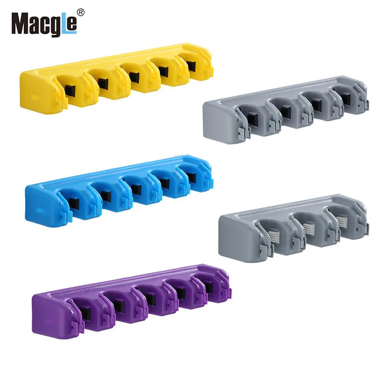 

New Mop Rack Household Supplies Mop Clip Kitchen Bathroom Mop Rack Hook Magic Mop Bracket Housekeeper Wall Mounted Plastic Rack