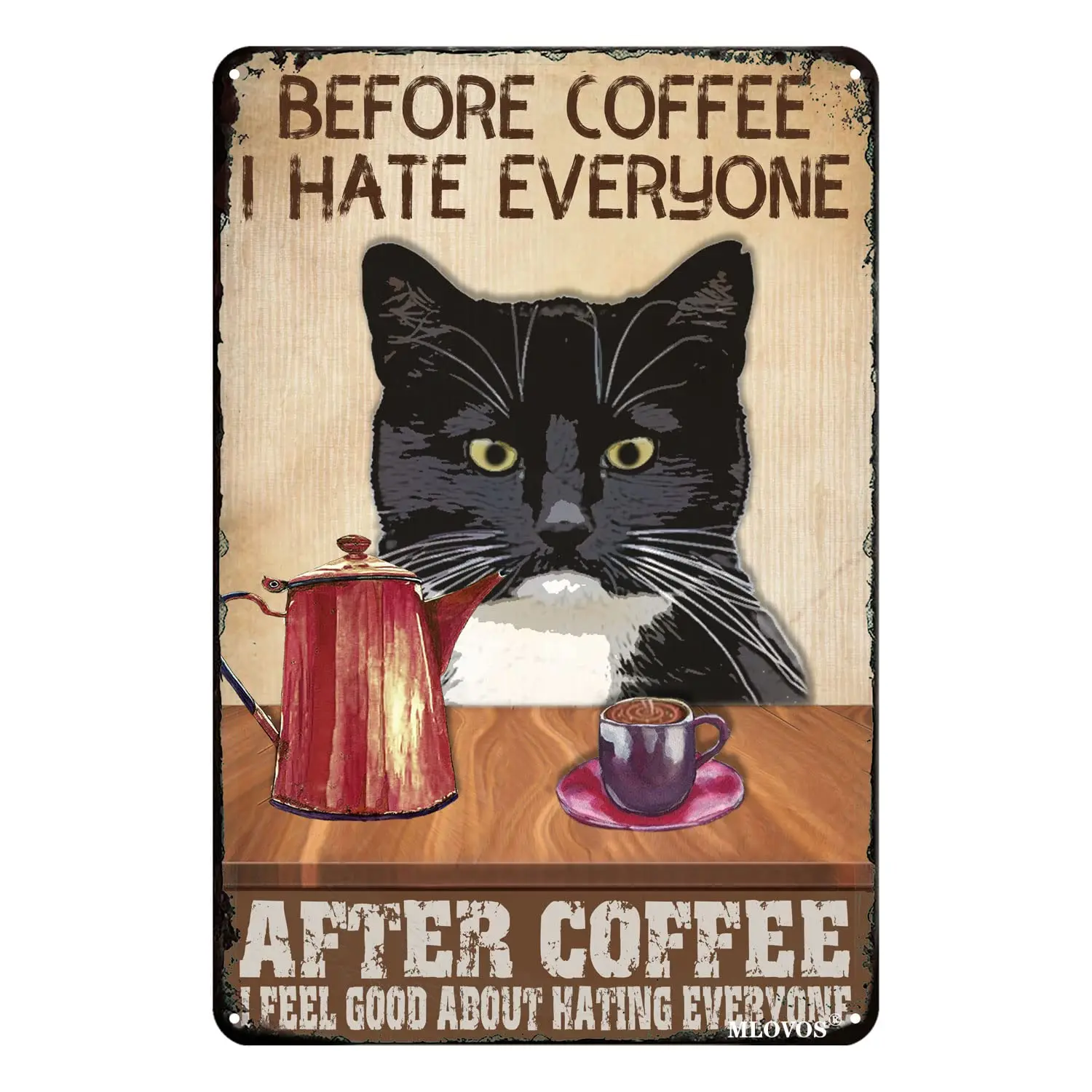 MLOVOS винтажные жестяные знаки перед кофе ненавидеть всех значок в виде черной