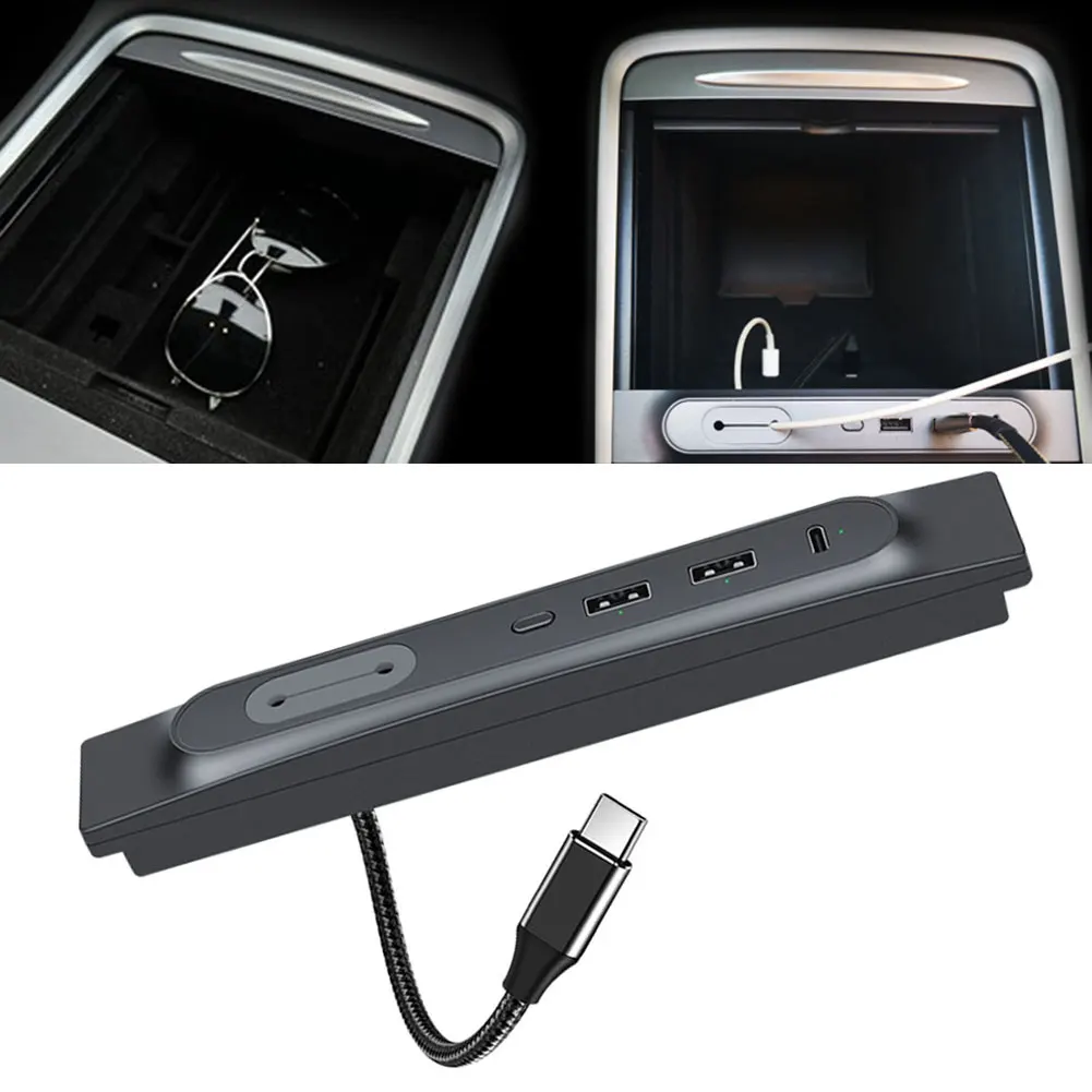 

For Tesla Model3/Y 21-22 USB Hub Car Listening To Music USB Hub Bluetooth Charging Docking Station Fast Charge