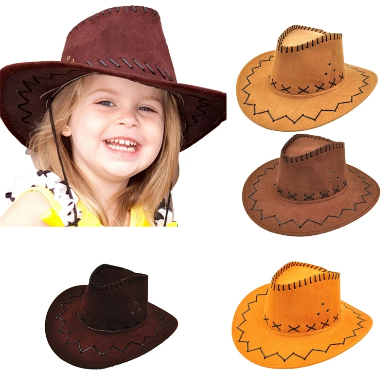 

Простая детская ковбойская шляпа унисекс, модная замшевая ковбойская шляпа в западном стиле для костюма на Хэллоуин, аксессуары, реквизит для фотосъемки X4YC