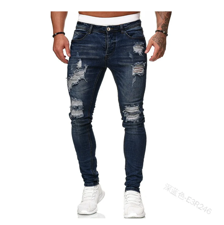 

Men Style Jeans Skinny Of Kinds Ripped 5 Slim Fit Blue Hip Hop Denim Trousers Casual For Jogging Jean
