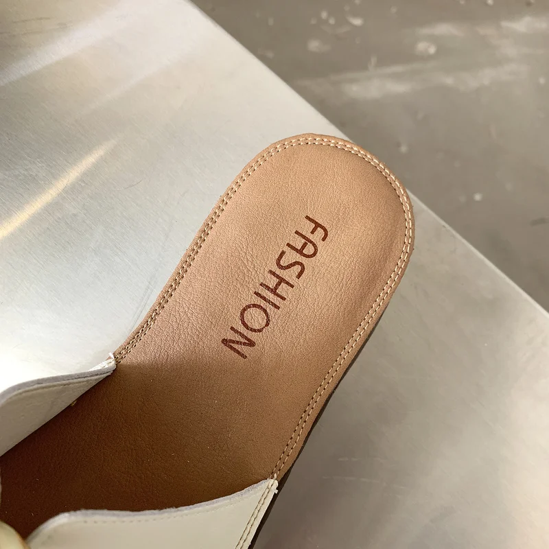 Women's Summer Luxury 2022 New Beach Sandals Flat Slippers Casual Bow Metal Decoration Irregular Soft Everyday Women's Shoes