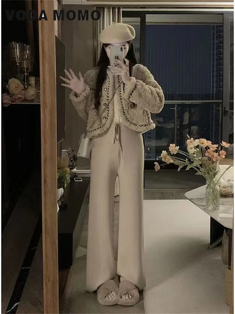 Зима 2024 новая базовая твидовая куртка женская одежда корейский стиль теплая с