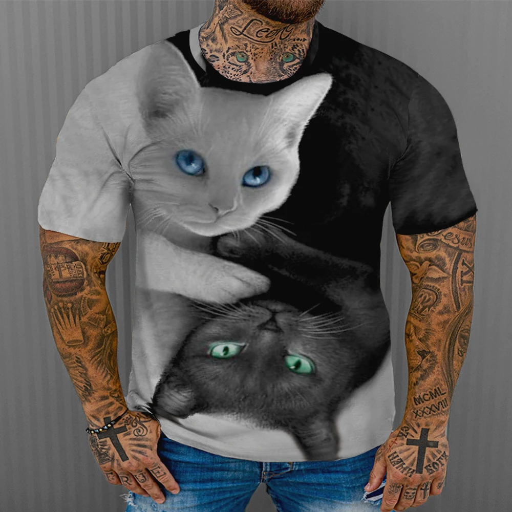 

2021 Fashion New Cool T-shirt Men/Women 3D Tshirt Print Cat Short Sleeve Summer Tops Tees Female T-Shirt Oversize