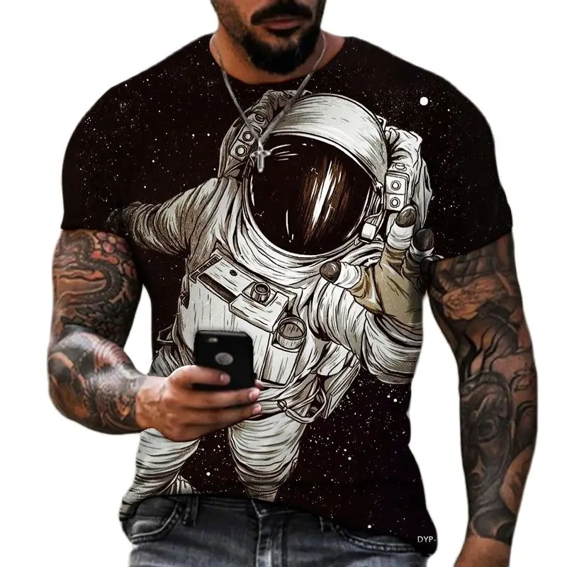 

2023 New Summer Men's T-shirt 3D Printing Man's Shirt Exclusive Design Space Universe Astronaut Loose Oversized Personality 6XL