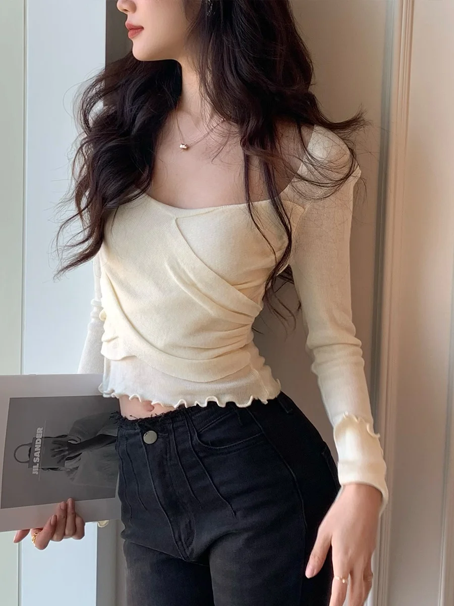 Norain без дождя дизайн крест лоскутный свитер с квадратным воротником нижняя