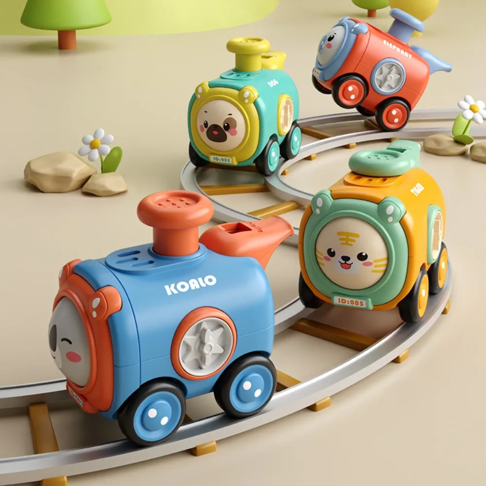 

Inertia Toy Car Press To Change Face Whistle Train Press and Run Crash Resistant Cartoon Car Facial Expression Change