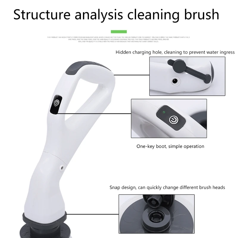 

360 Bathroom Scrubber with Replaceable Cleaning Brush Heads for Floor Tile Sink