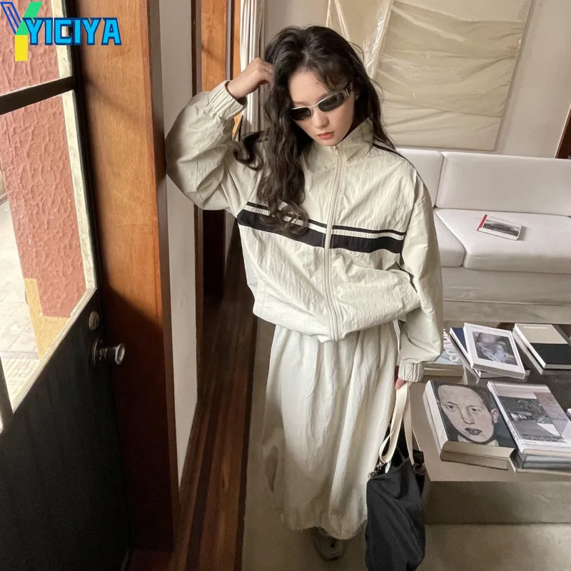

YICIYA Oversized Women Set Spring Long Sleeve jacket Tops and skirt Two Piece Set Suits Casual Female Outsfits Loose y2k clothes