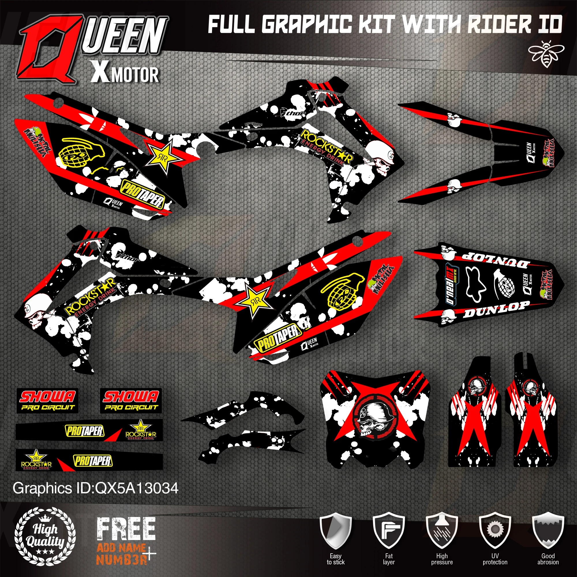 Набор наклеек QUEEN X MOTOR для HONDA 2014-2017 CRF250R 2013-2016 CRF450R 034 | Автомобили и мотоциклы