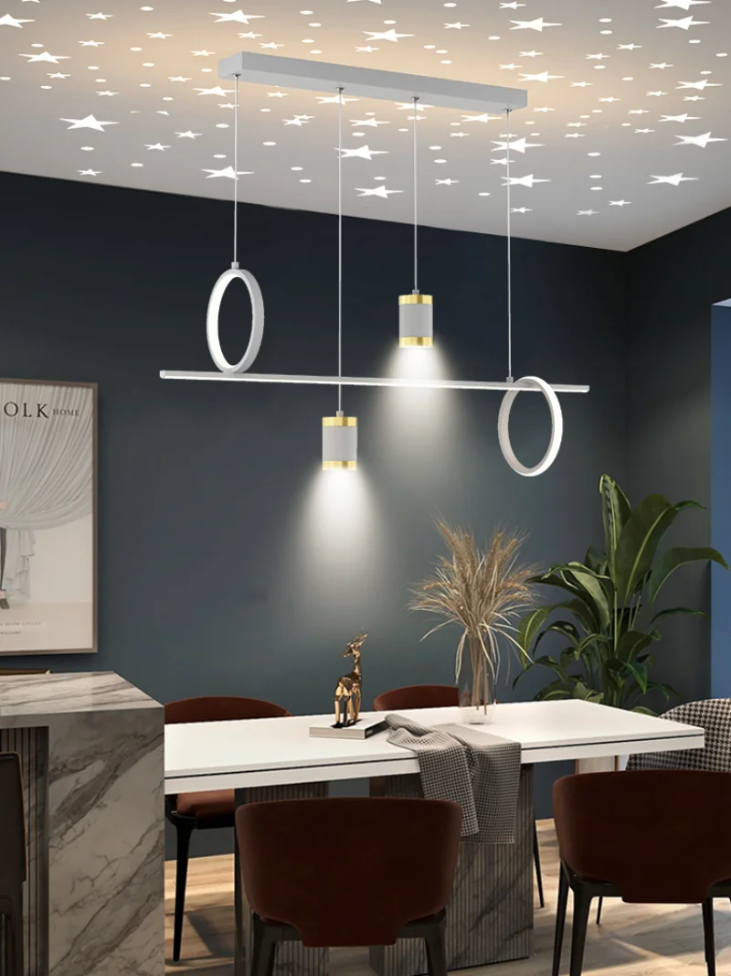 

Chandeliers Starry Pendant LED Restaurant Hanging Lamp Luxury Modern Strip Dining Room Table Bar Nordic Designer Creative Light