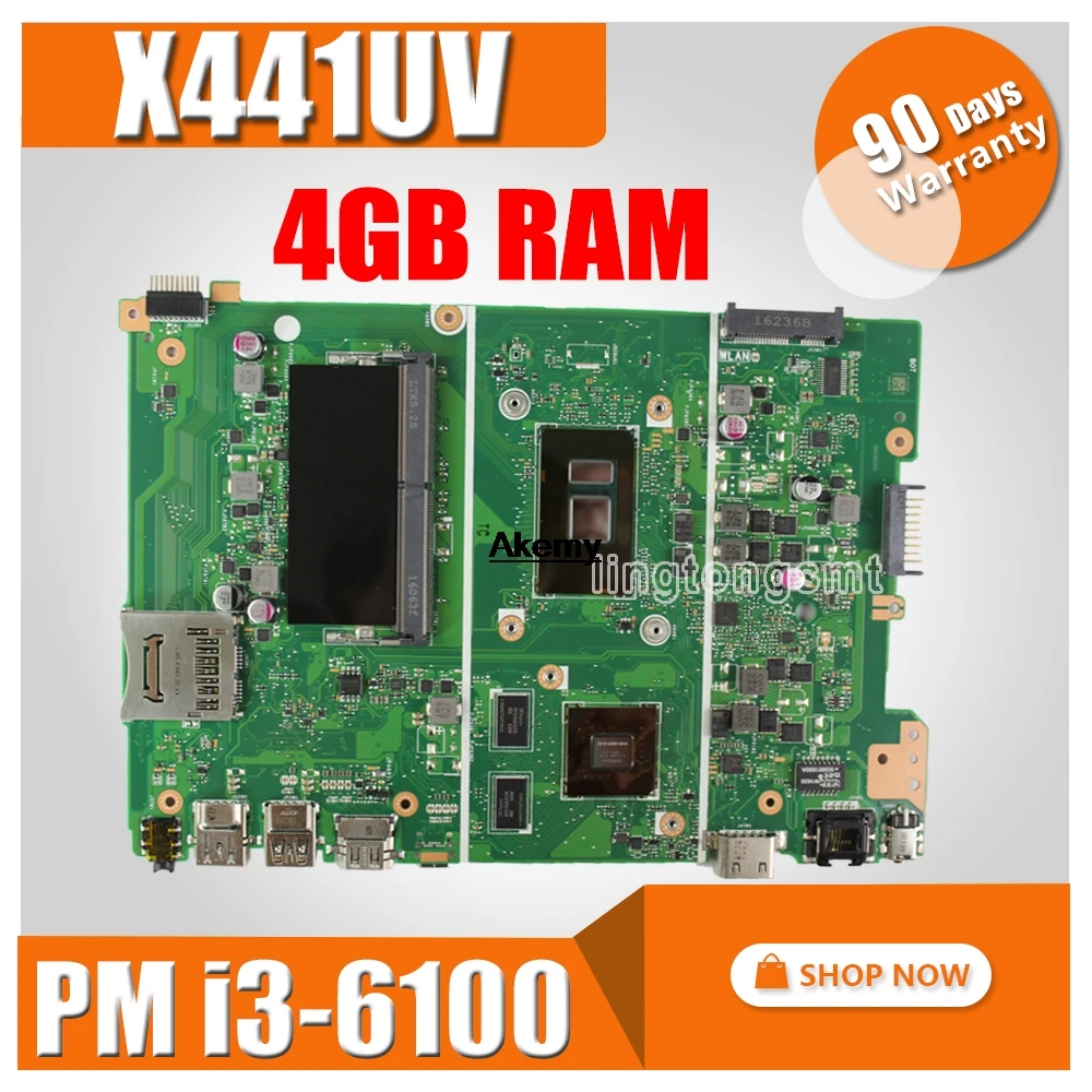 

Материнская плата X441UV для Asus X441U X441UV F441U A441U, оригинальная системная плата, модель 6006, 4 Гб ОЗУ