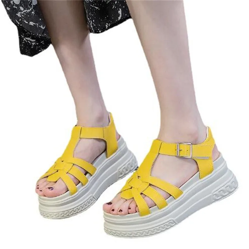 

ZXRYXGS Summer Roman Sandals Women's Sandal Shoes 2022 New Cowhide Buckle Wild Fashion Sandals Platform Shoes Increased Sandals