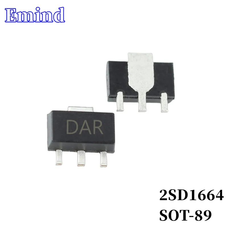 

100 шт., 2SD1664, SMD, транзистор, отпечаток SOT-89 Silkscreen DAR, тип NPN 32 В/1,5 А, биполярный усилитель, транзистор