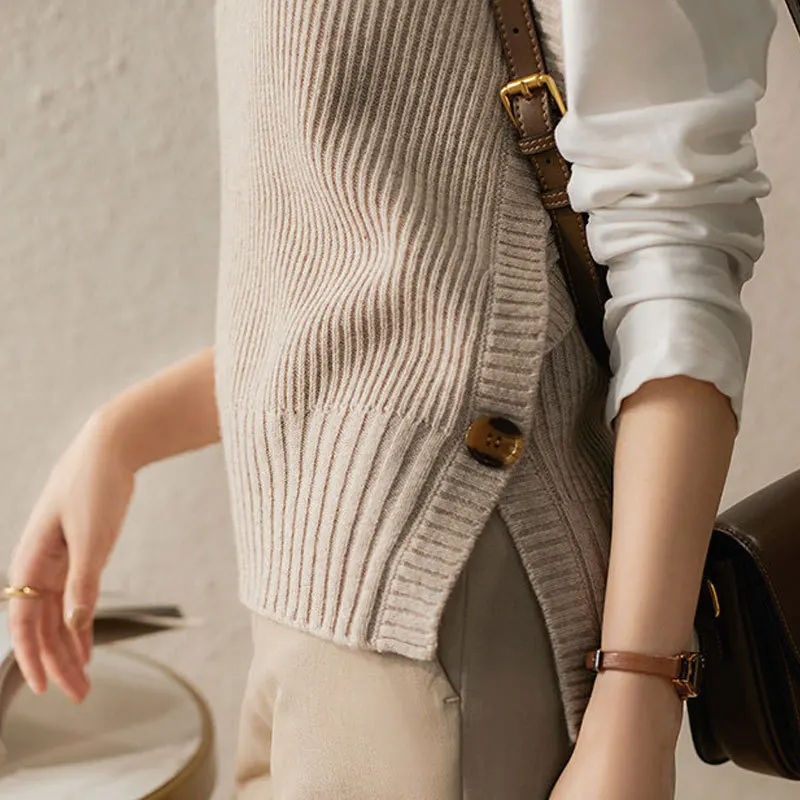 Женский вязаный жилет из полиэстера и хлопка NoEnName_Null