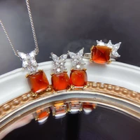 meibapj natural sugar tafanta garnet gemstone trendy jewelry set for women real 925 sterling silver charm fine jewelry