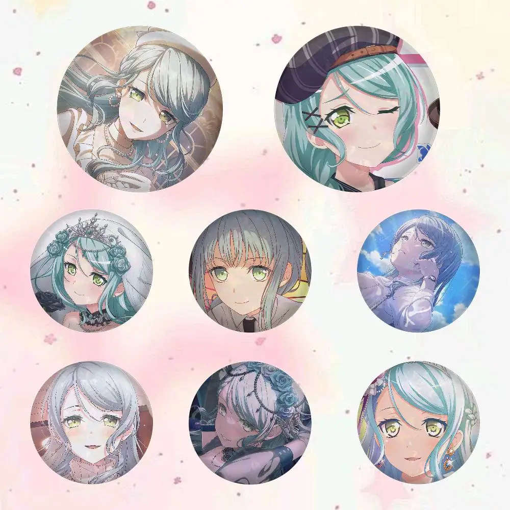 Фото Значки Hikawa Sayo BanG Dream (25, 32, 44, 58, 75 мм), круглые, для косплея, украшение для сумок, подарки для фанатов, друзей, сувенирная брошь №4