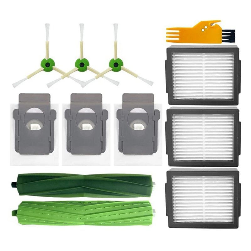 

12PCS Vacuum Bags For Irobot Roomba I7 E5 E6 I3 Roll Brush Side Brush Filter