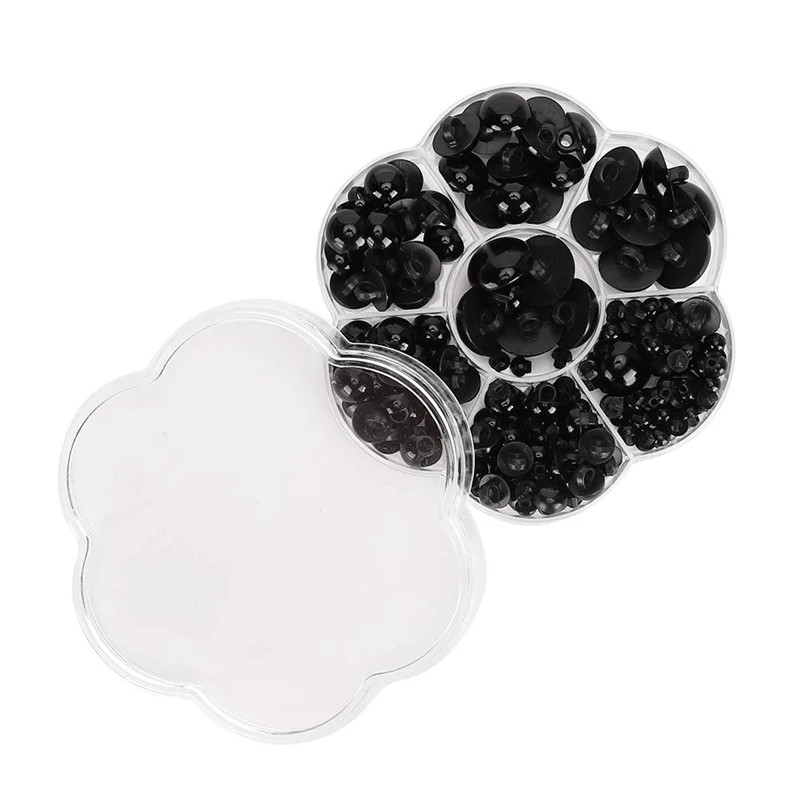 

184Pcs Artificial Animal Eyes Black Mushroom Domed Eyes Sewing Button Crafts Children's Doll Accessories
