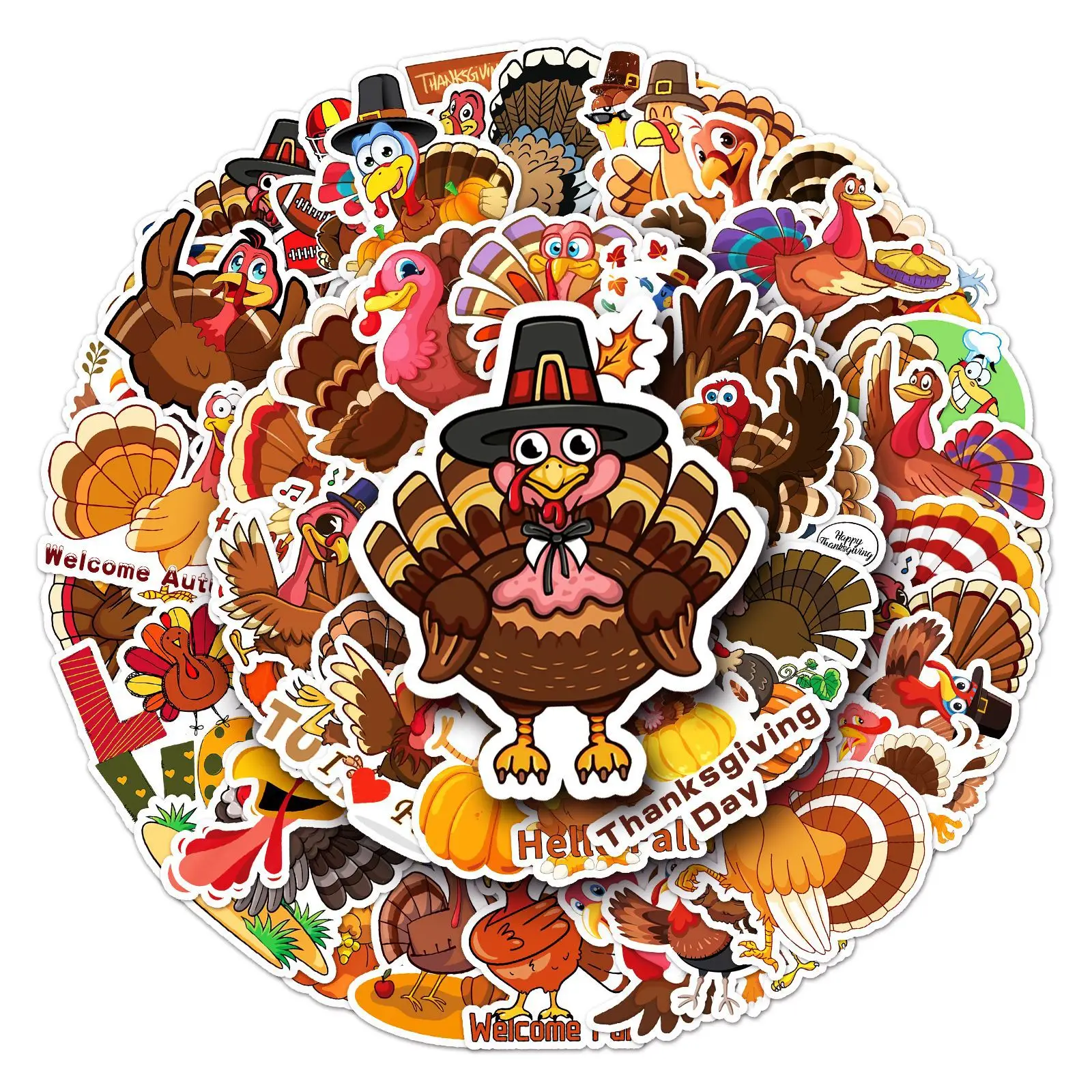 

50 Sheets of Turkey Animal Luggage Stickers Creative Waterproof Suitcase Notebook Scooter Computer Decoration Stickers
