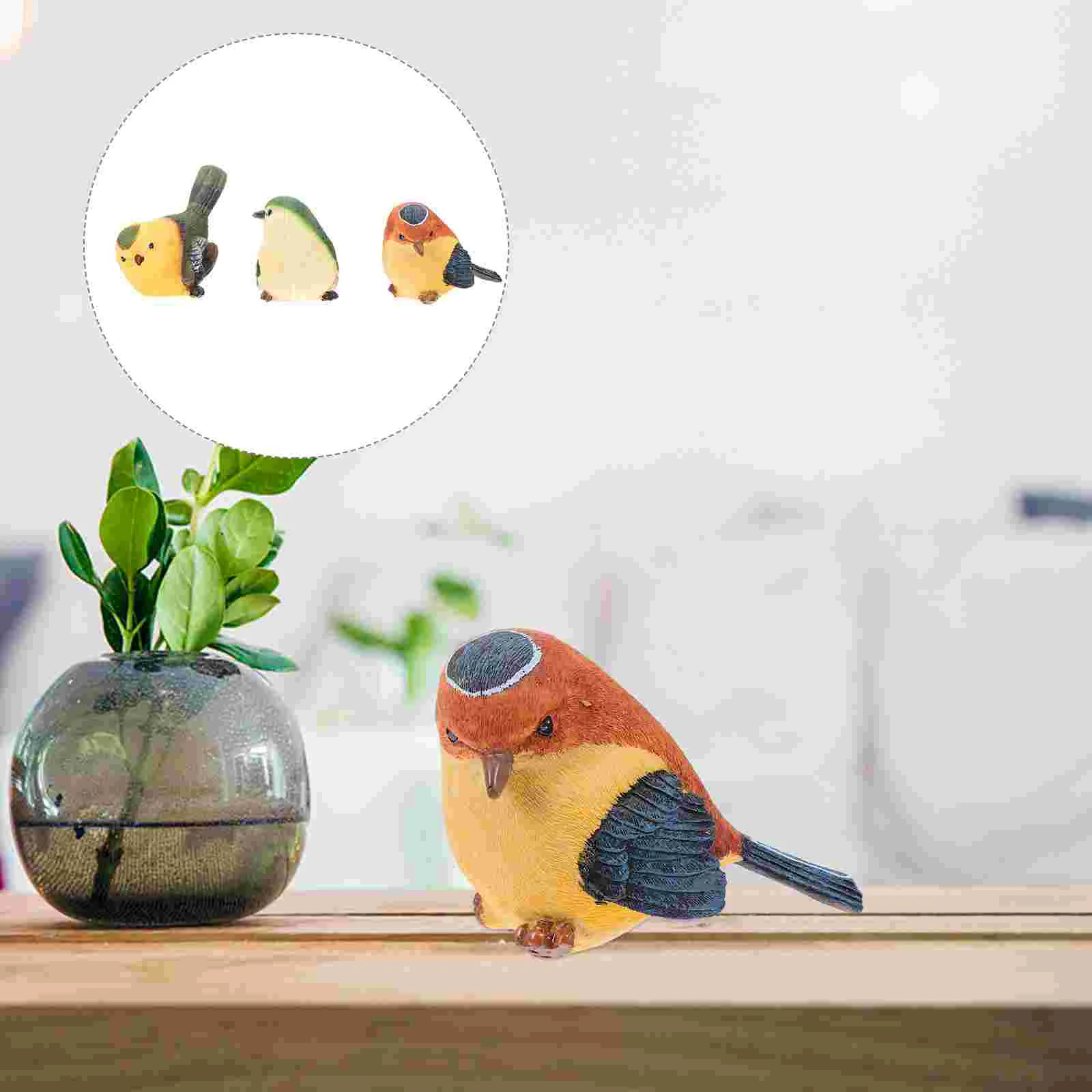 

3pcs Vivid Bird Model Adornments Garden Courtyard Decorations Resin Crafts