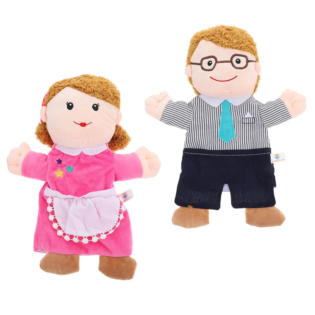 

2pcs Hand Puppet Mother And Father Cartoon Hand Puppet Kids Educational Toy