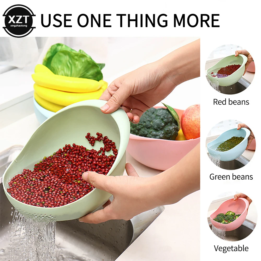 

New Food Grade Plastic Rice Beans Peas Washing Filter Strainer Basket Sieve Drainer Cleaning Gadget Kitchen Accessories