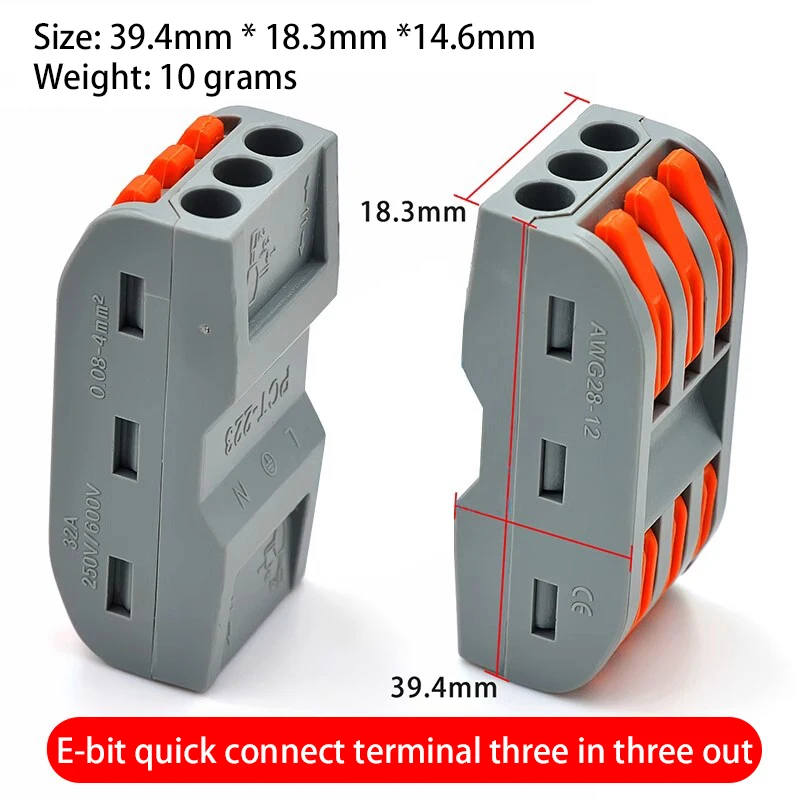 3 pieces of PCT-222 quick terminal block PCT-223 wire connector two-three-in-three-out press and to