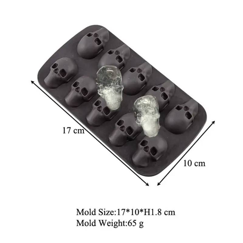 Хэллоуин 10-ячеечная 3D форма для кубиков льда с черепом силиконовая создатель