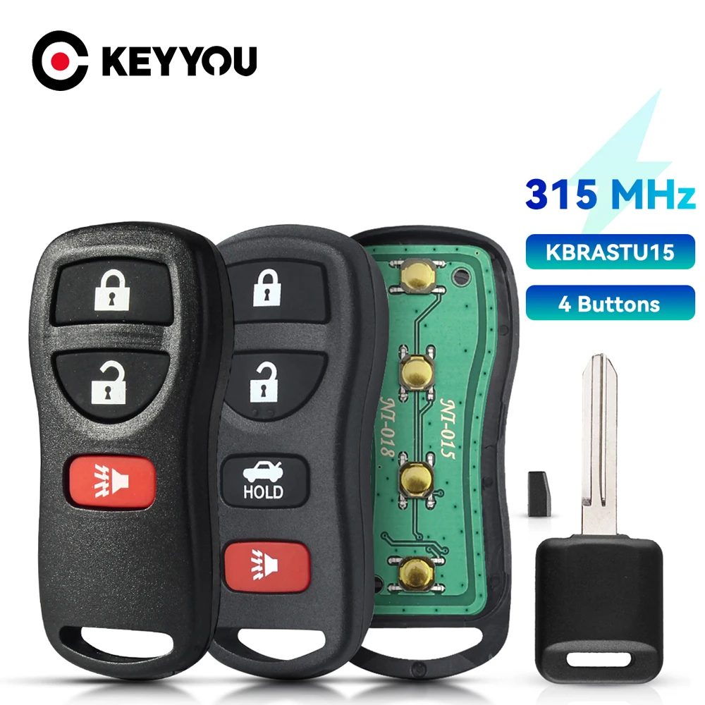 KEYYOU-llave remota de entrada de coche, 315MHZ, 3/4 botones, para Infiniti/Nissan Frontier Murano Armada Pathfinder 2002-2008 KBRASTU15