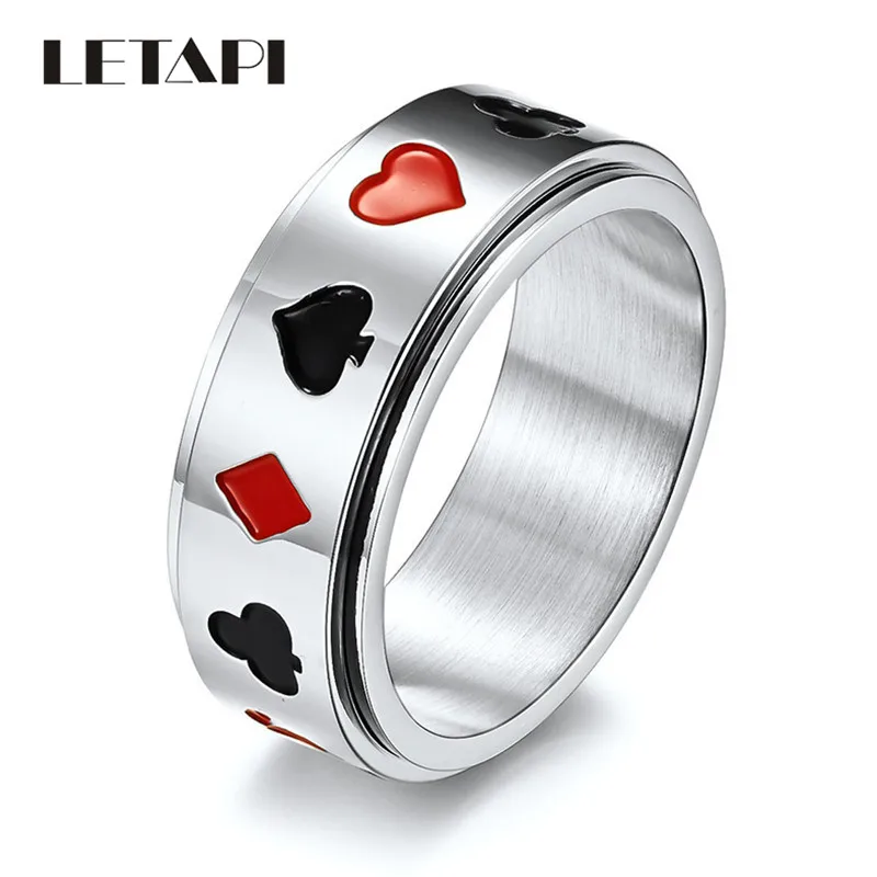 

LETAPI Classic 8mm Rotatable Poke Ring High Quality Gold Silver Color 316L Stainless Steel Ring For Men Jewelry Accessories
