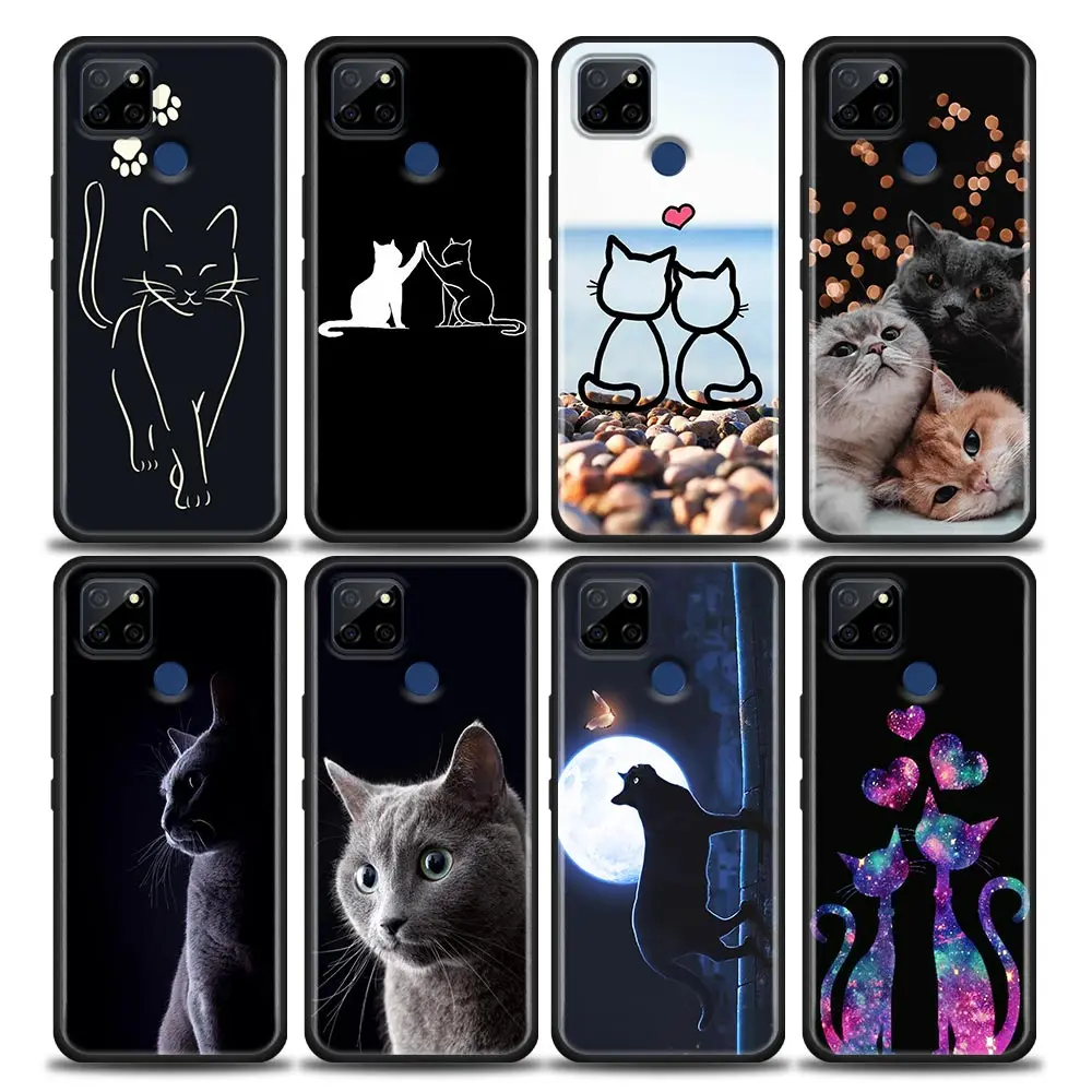 

Cute Funny Cat Line Art Funda Coque Case for Realme 5 6 7 7i 8 8i 9 C1 C2 C3 C21 C25 C15 C12 XT GT Master C35 Neo2 3 Pro Case