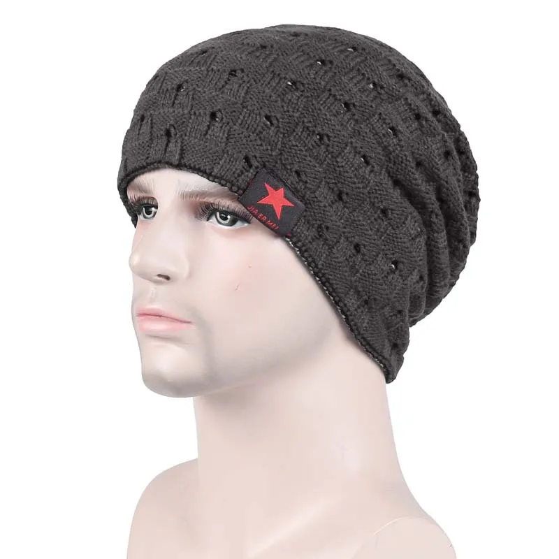 

New Hot Men Women Winter Reversible Warm Beanies Baggy Knit Caps Adjustable Pentagram Hat Unisex Fashion Accessory Gifts