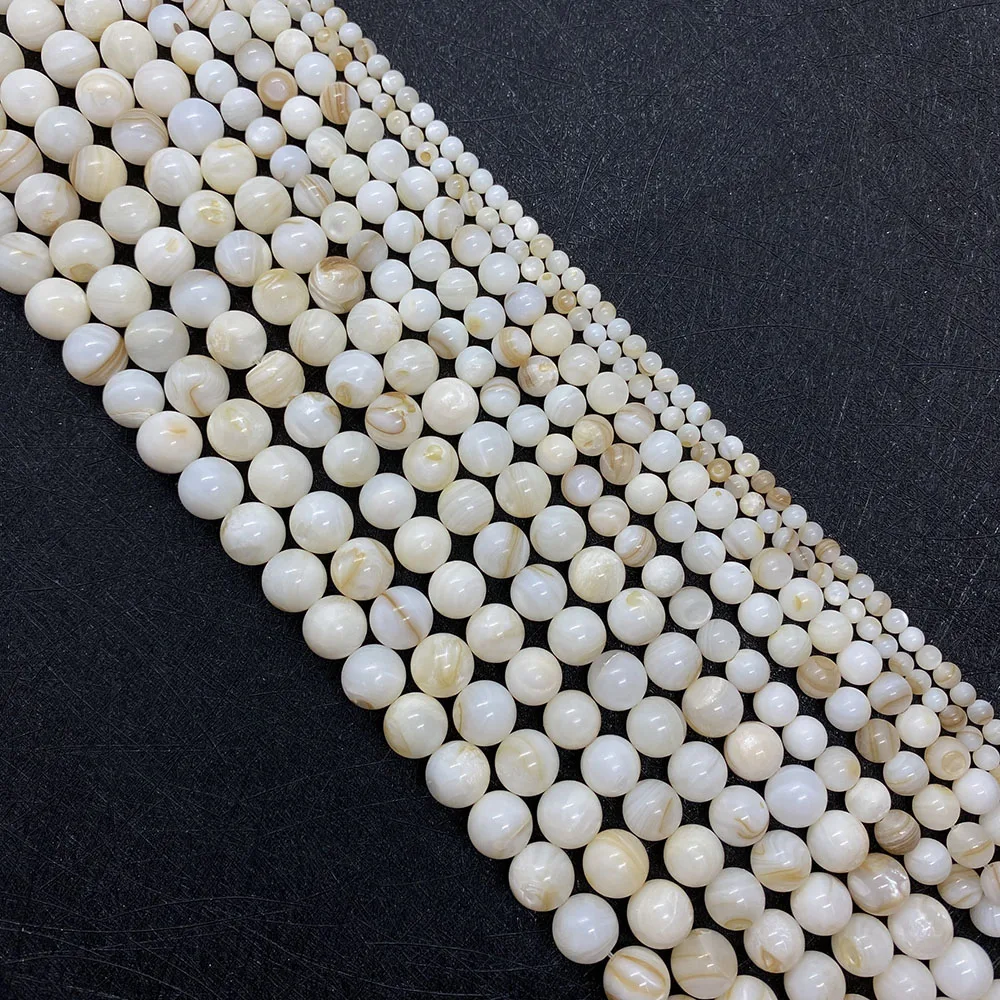 

Natural Shell Beads Round White Mother of Pearl Fashion Ladie Accessorie Necklaces Bracelets Beads Creative Exquisite Handicraft