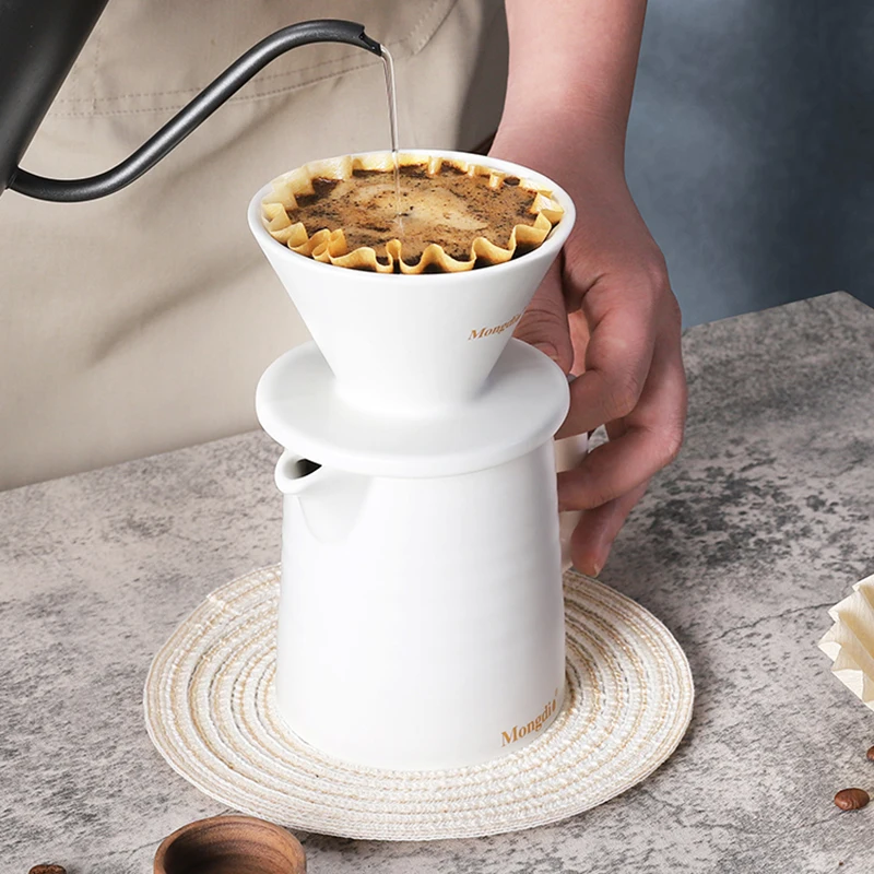 White Ceramic Coffee Hand Brewing Pots Set Home Filter Coffee Pot Durable Drip Stylish Small Con Filtro Kitchen Coffeeware