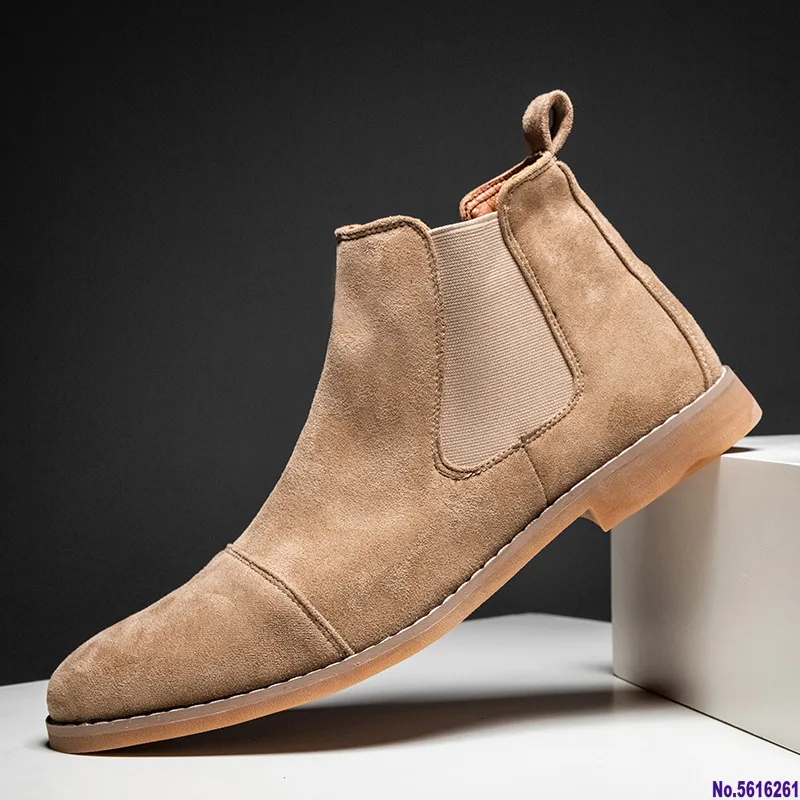 Ботинки Челси мужские с острым носком удобные классические сапоги без застежки