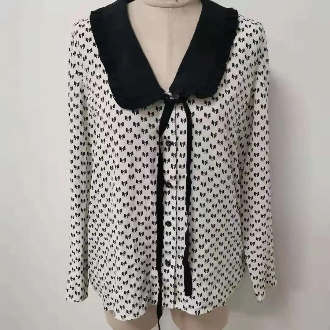 

Модная свободная весенне-осенняя новая рубашка с бантом и длинным рукавом