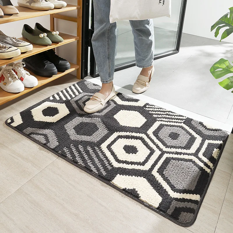 Entrance Door Mat Striped Dustproof Hall Door Welcome Front Doormat Wear-resistant Household Non-slip Water-absorbing Rug images - 6