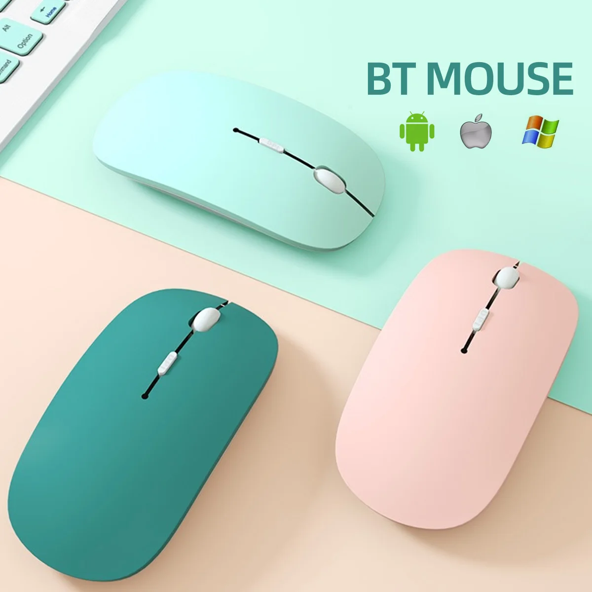 Mute Bluetooth Mouse For iPad Samsung Huawei Android Windows Tablet ultrathin green blue pink gaming Wireless Mouse Computer pc