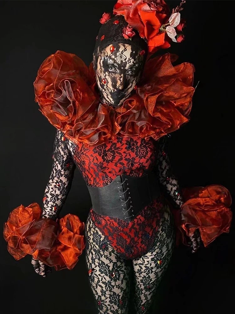 

Костюм для косплея Drag Queen Женский, Сексуальное Кружевное боди для ночного клуба, джазового танца, представлений, сценическая одежда
