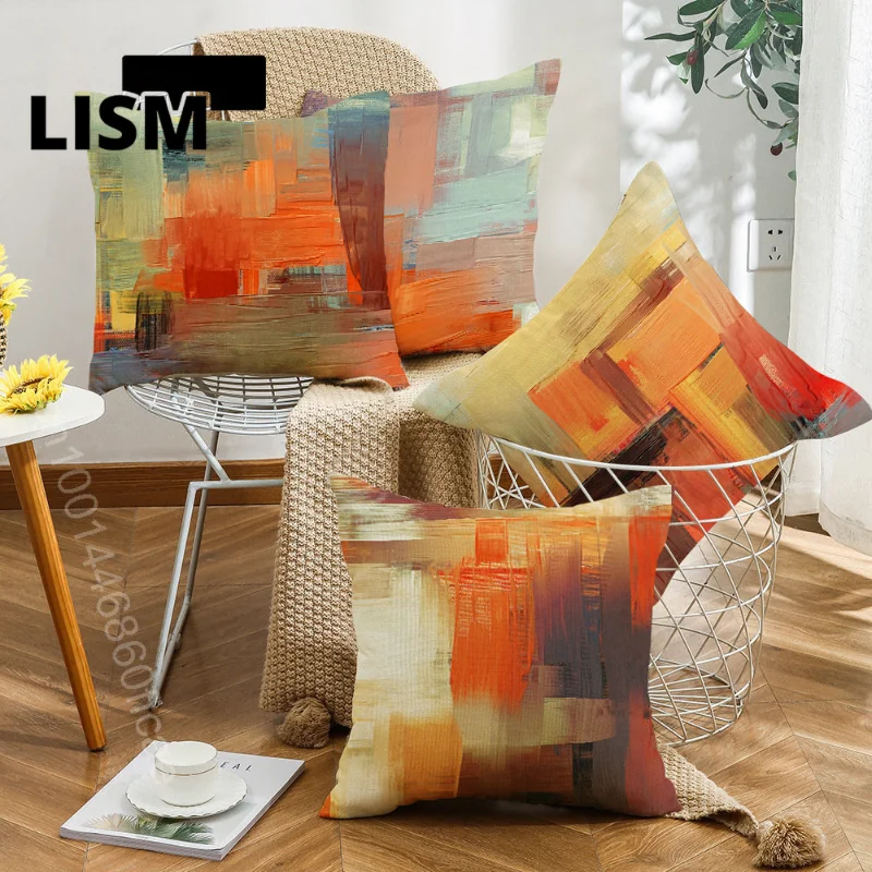 

40x40CM Artistical Pillowcase Oil Painting Printing View Peach Skin Pillow Cover Custom Ok Office Sofa Car Cushion Home Decor