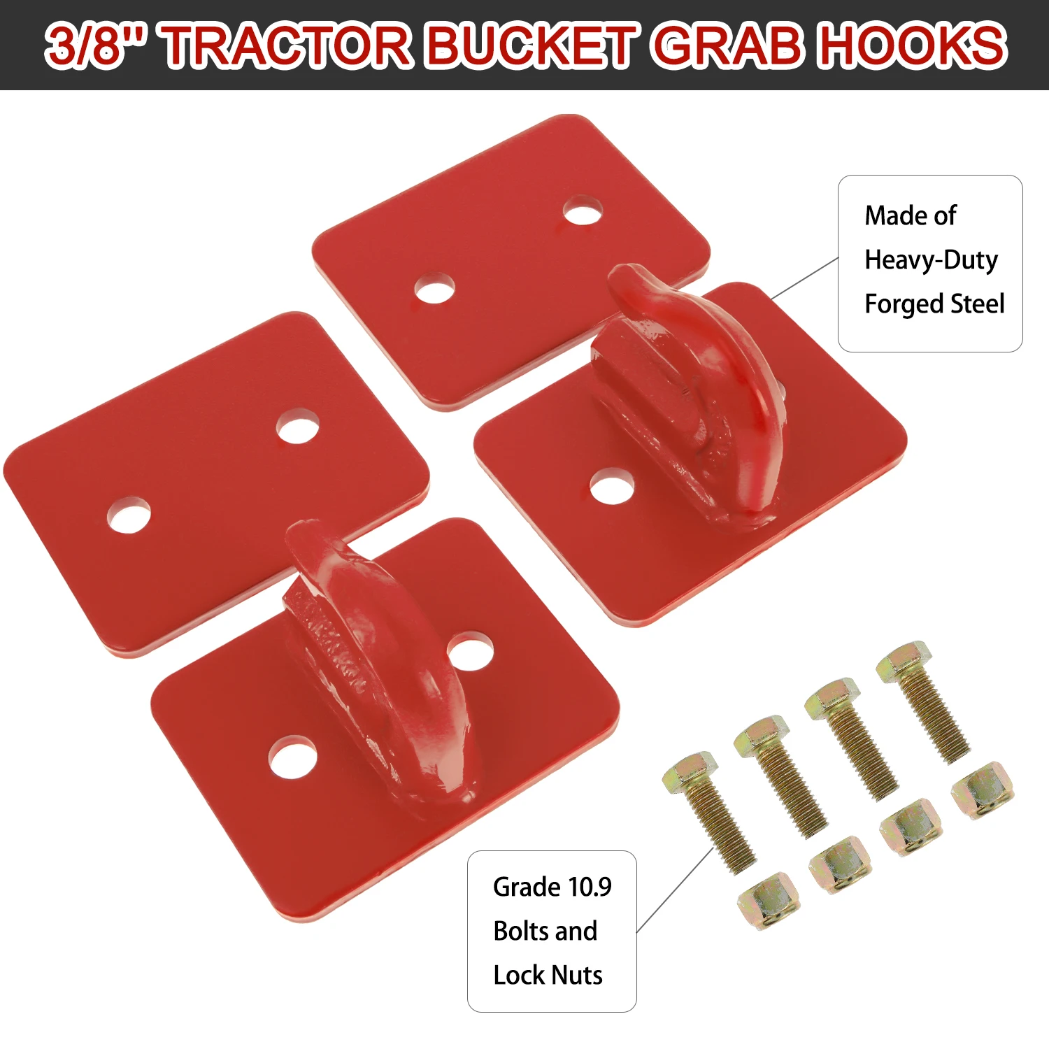 

new 2Pcs Tow Hooks 3/8 Inch Forged Steel Tow Hooks Grab Hook for Grade 70 Tractor Maximum 15,000lbs for Bucket Tractor RV UTV