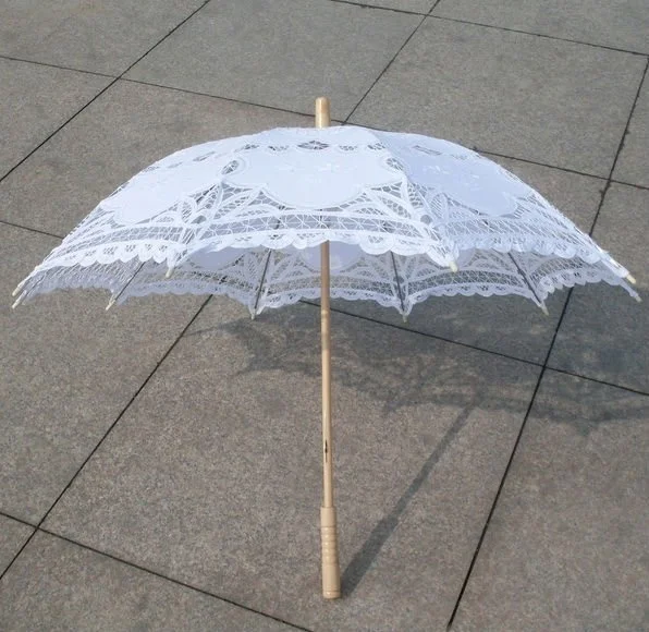 

Fashion Sun Lace Umbrella Parasol Embroidery Bride White Wedding Ombrelle Dentelle Parapluie Mariage